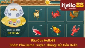 Bầu Cua Hello88- Khám Phá Game Truyền Thống Hấp Dẫn Hello 3 Bầu Cua Hello88 xuất phát từ miền Bắc Việt Nam và đã lan rộng ra các vùng miền khác. Thường được chơi bằng một bộ dụng cụ gồm 3 con xúc xắc với các hình ảnh.